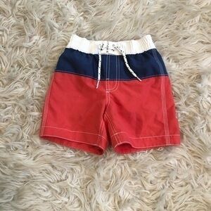 Baby gap orange blue and white swim trunks sz 2
